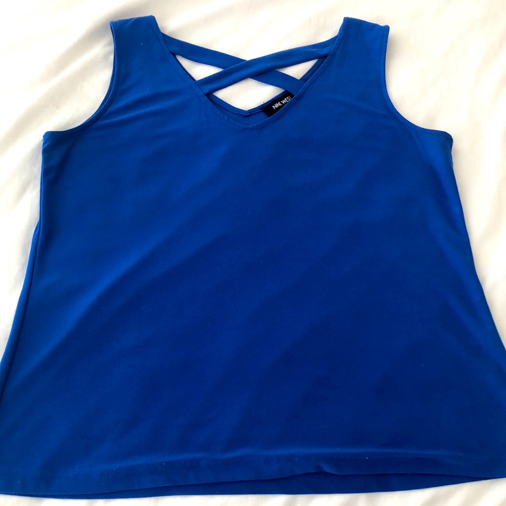 9 West blue blouse
